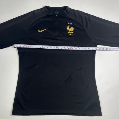 XL - Vintage 2010's Nike France FFF Dri-FIT Black Quarter-Zip Training Top