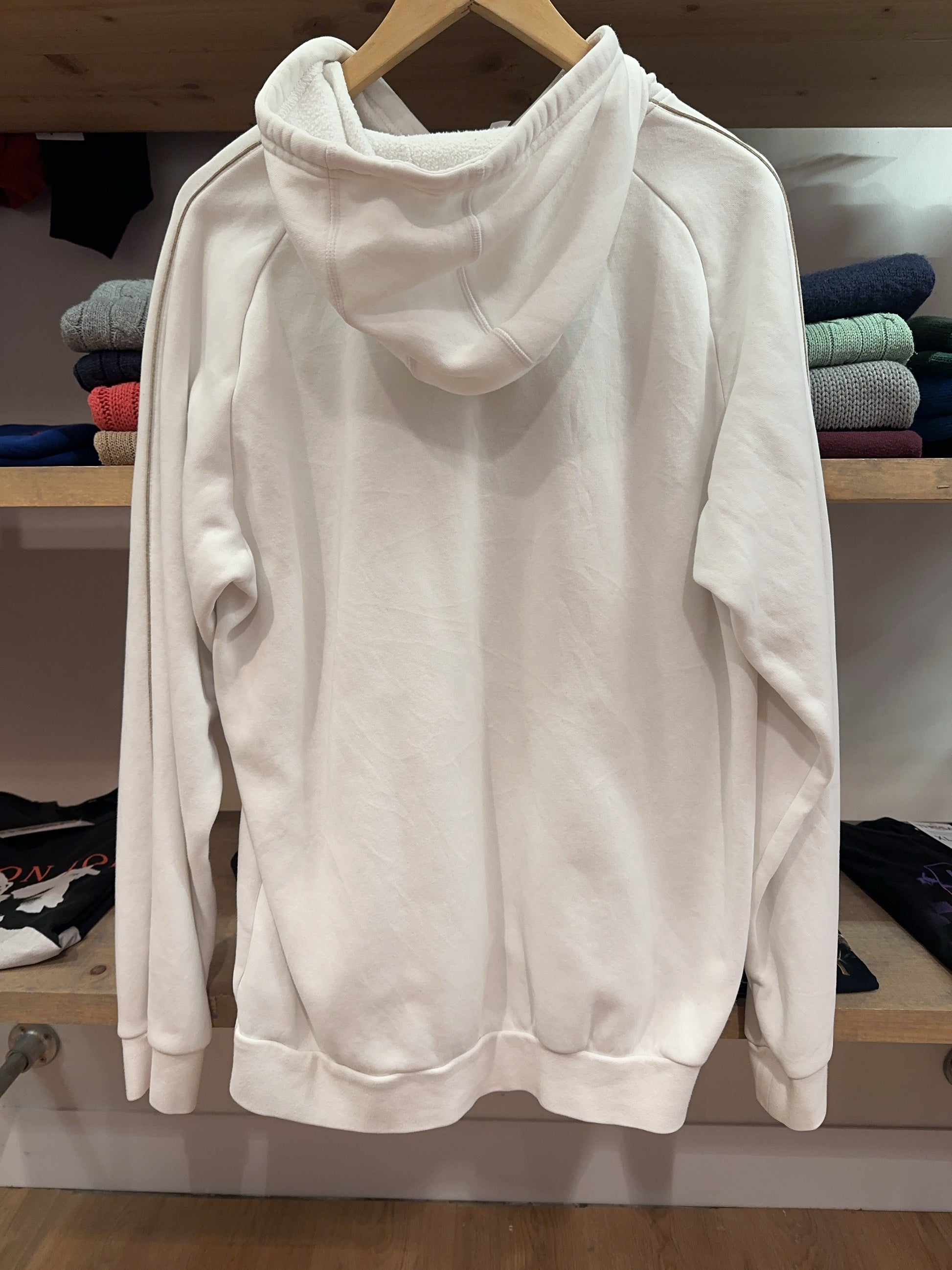 Adidas White Fleece-Lined Pullover Hoodie - L