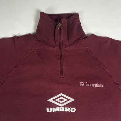 XL - Vintage 1990's Umbro TSV Schammelsdorf Burgundy Quarter-Zip Training Top