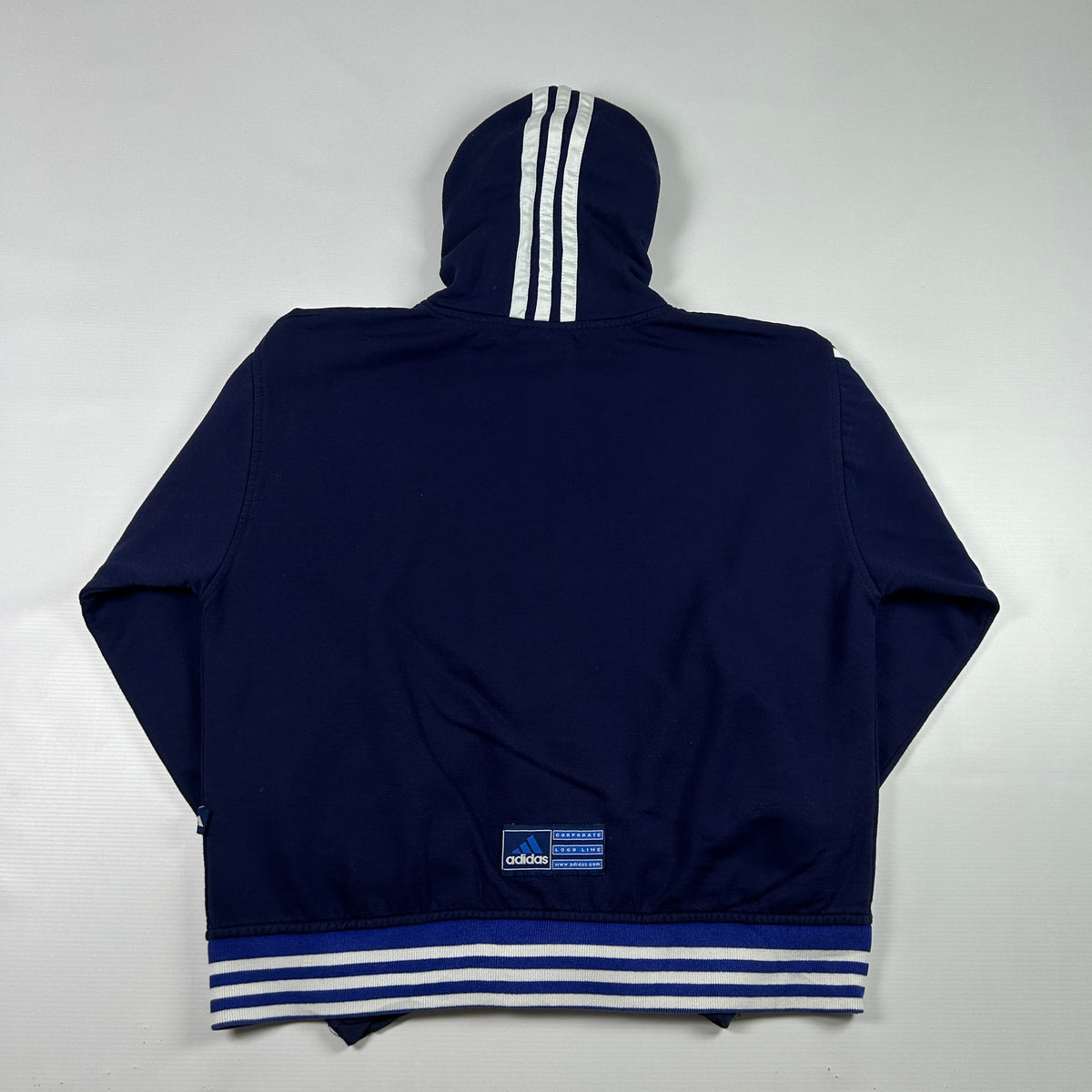 S - 1990's Adidas Navy Zip-Up Hooded Jacket Corporate Line