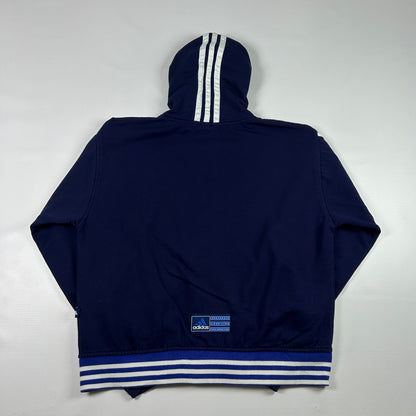 S - 1990's Adidas Navy Zip-Up Hooded Jacket Corporate Line