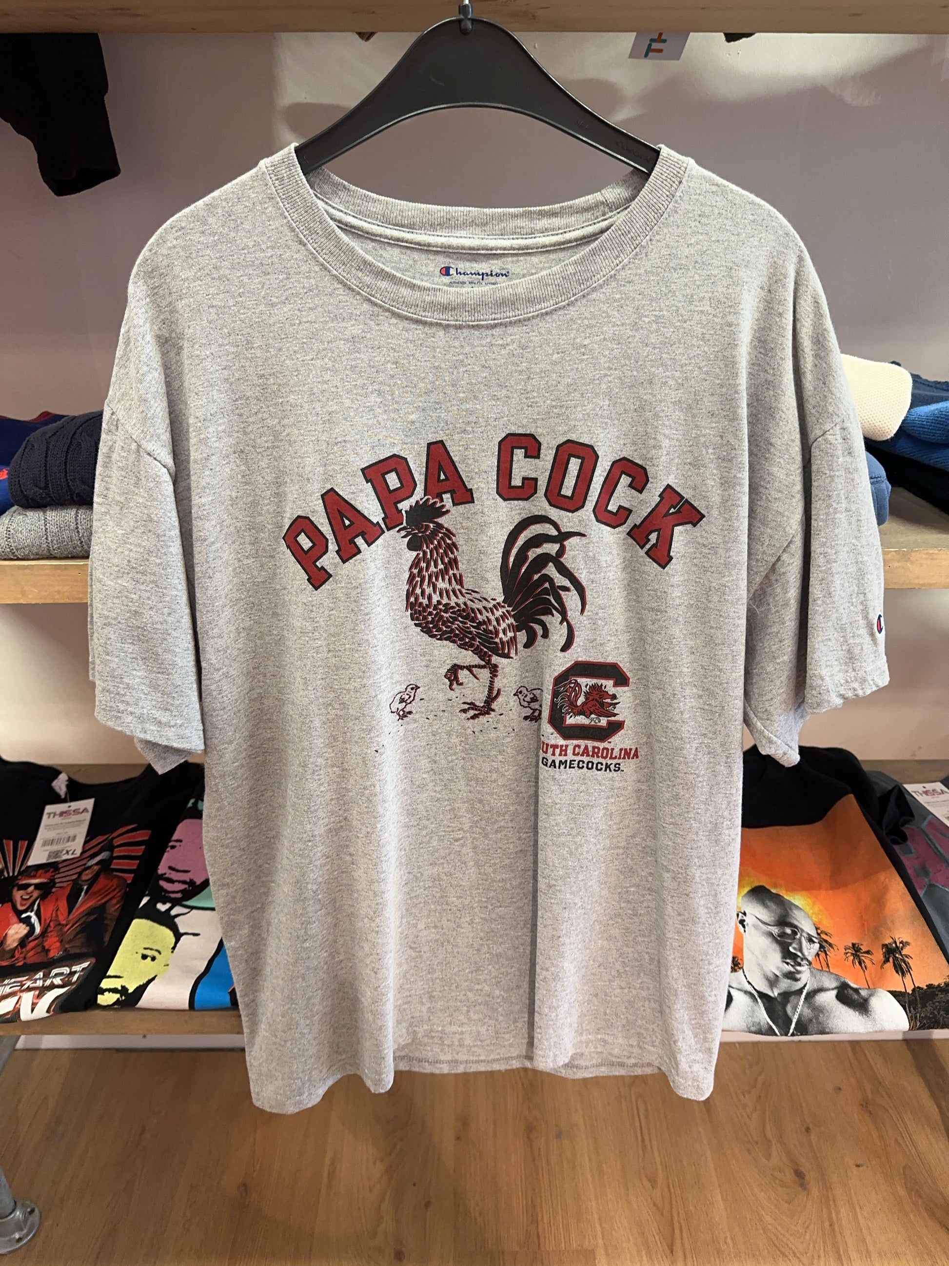 L - Champion South Carolina Gamecocks Papa Cock Gray T-Shirt