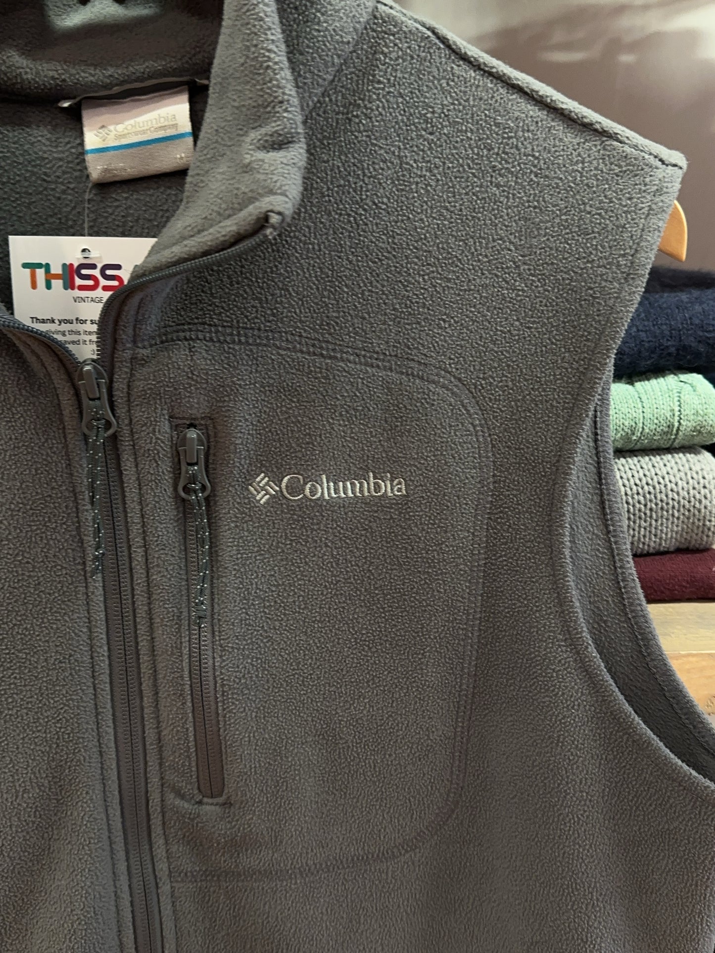 Columbia Grey Fleece Zip Vest - M