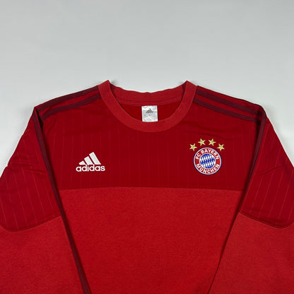L - 2015-2016 Adidas FC Bayern Munich Red Long Sleeve Sweatshirt