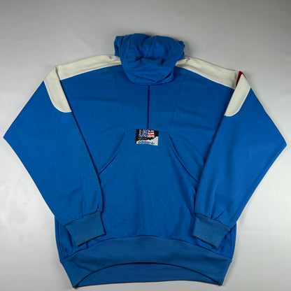 M - 1990's Adidas USA Rugby Blue Zip Hoodie Sweatshirt