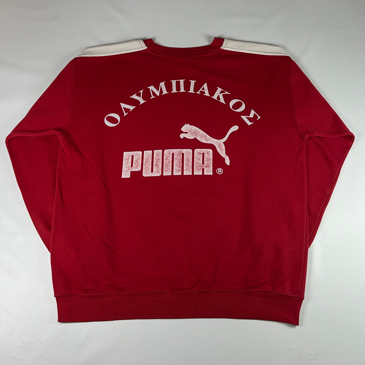 L - Vintage 1990's Puma Olympiakos Red Crewneck Sweatshirt