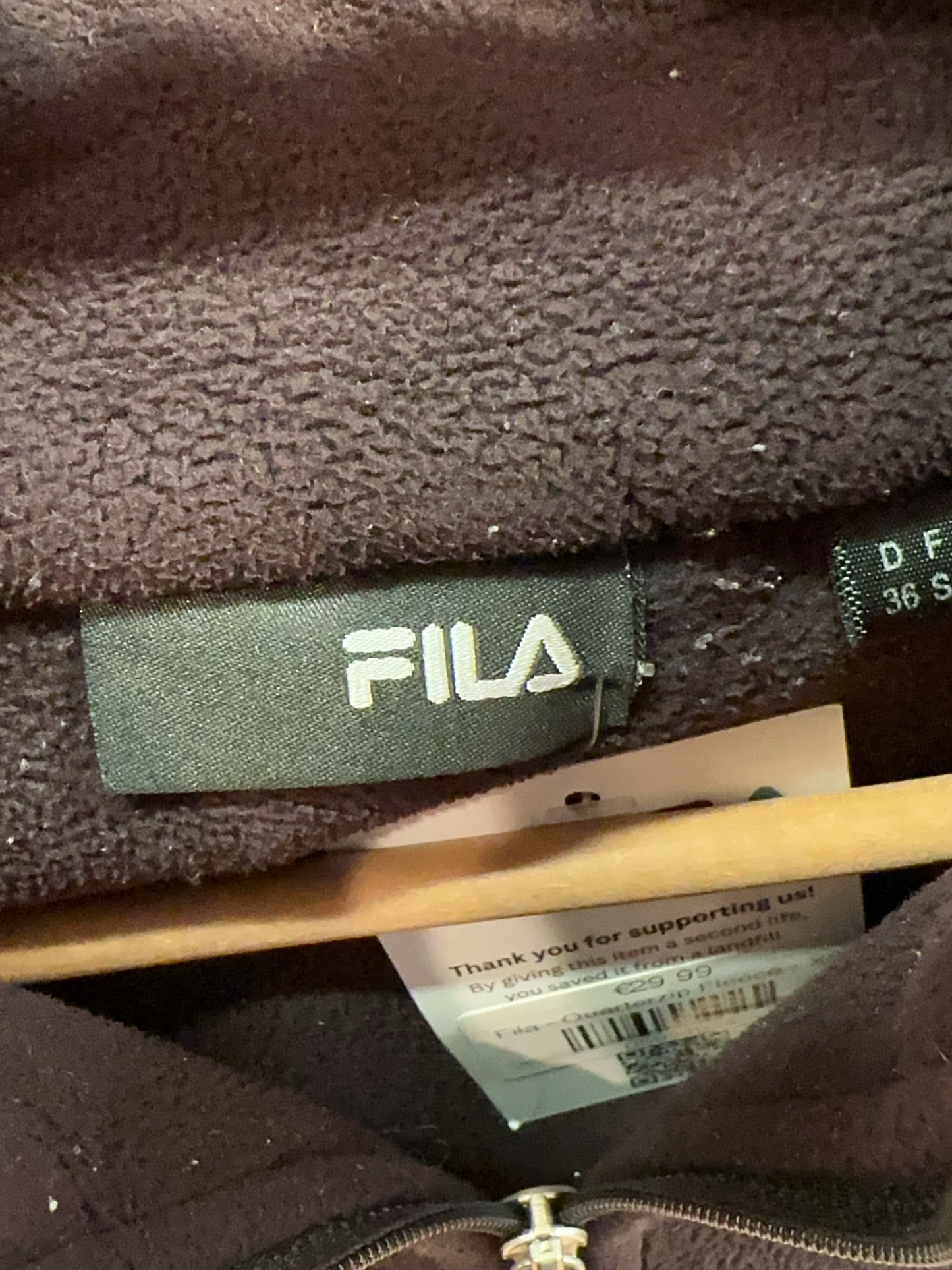FILA Black Quarter-Zip Fleece Pullover - S