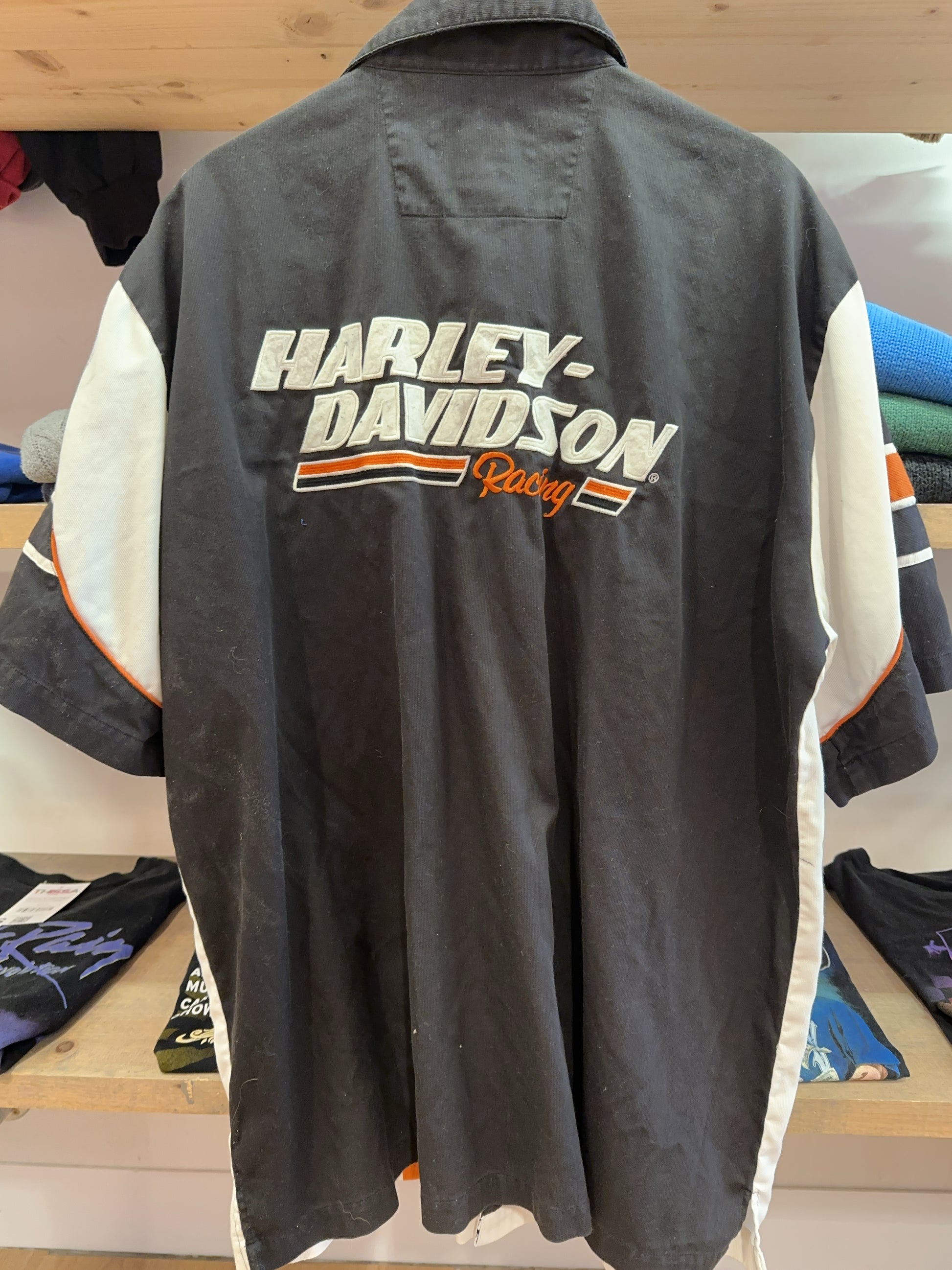 L - Harley-davidson Shirt Racing Button Up Short Sleeve Shirt, Screaming Eagle