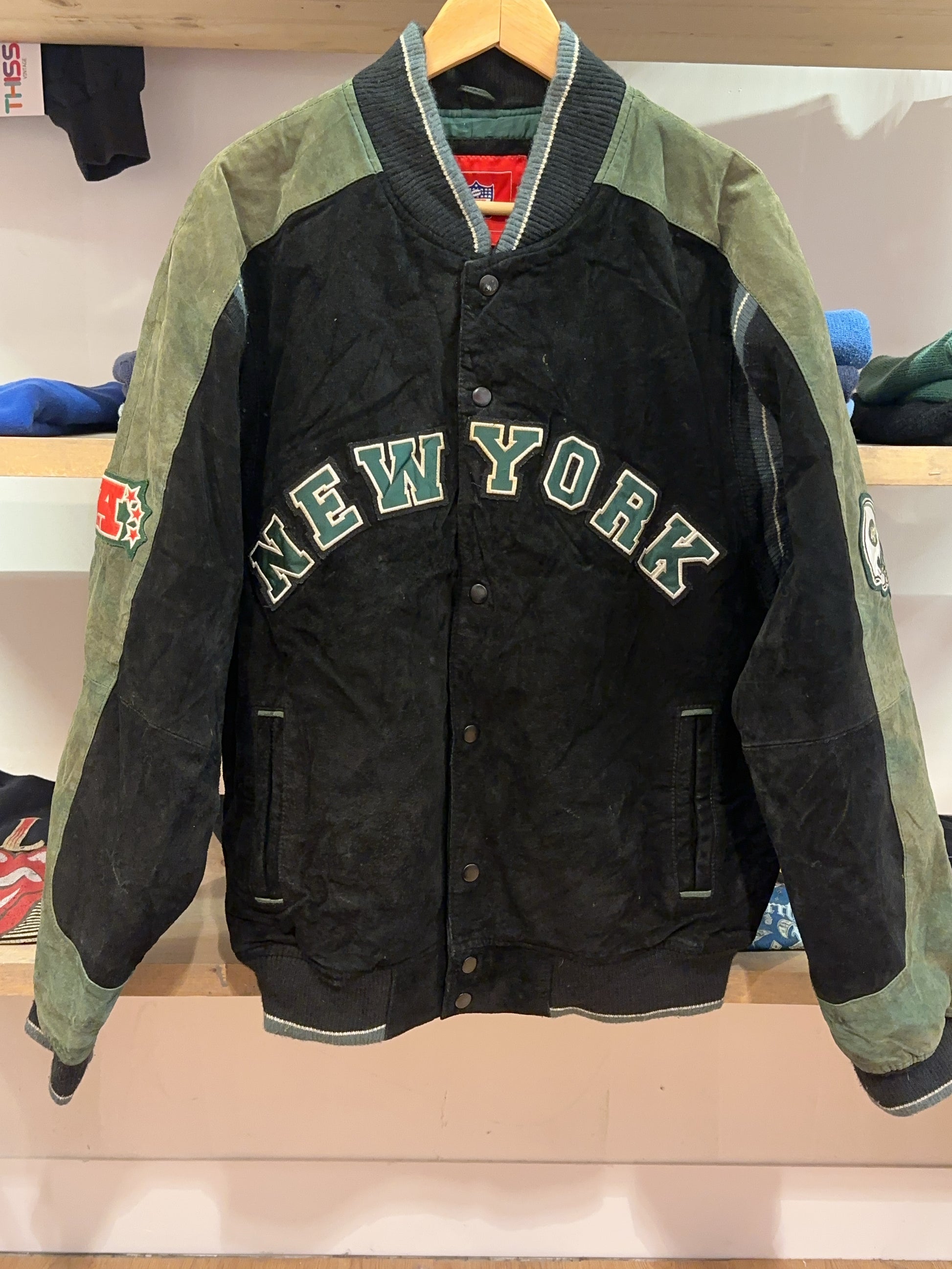 M - Vintage 1990's New York Jets NFL Suede / Leather Jacket