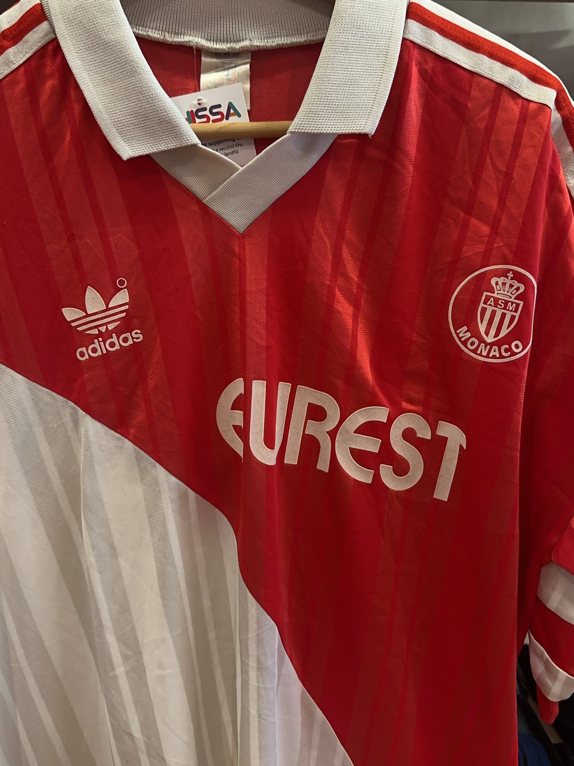 1992-1993 AS Monaco Adidas Home Football Shirt - L