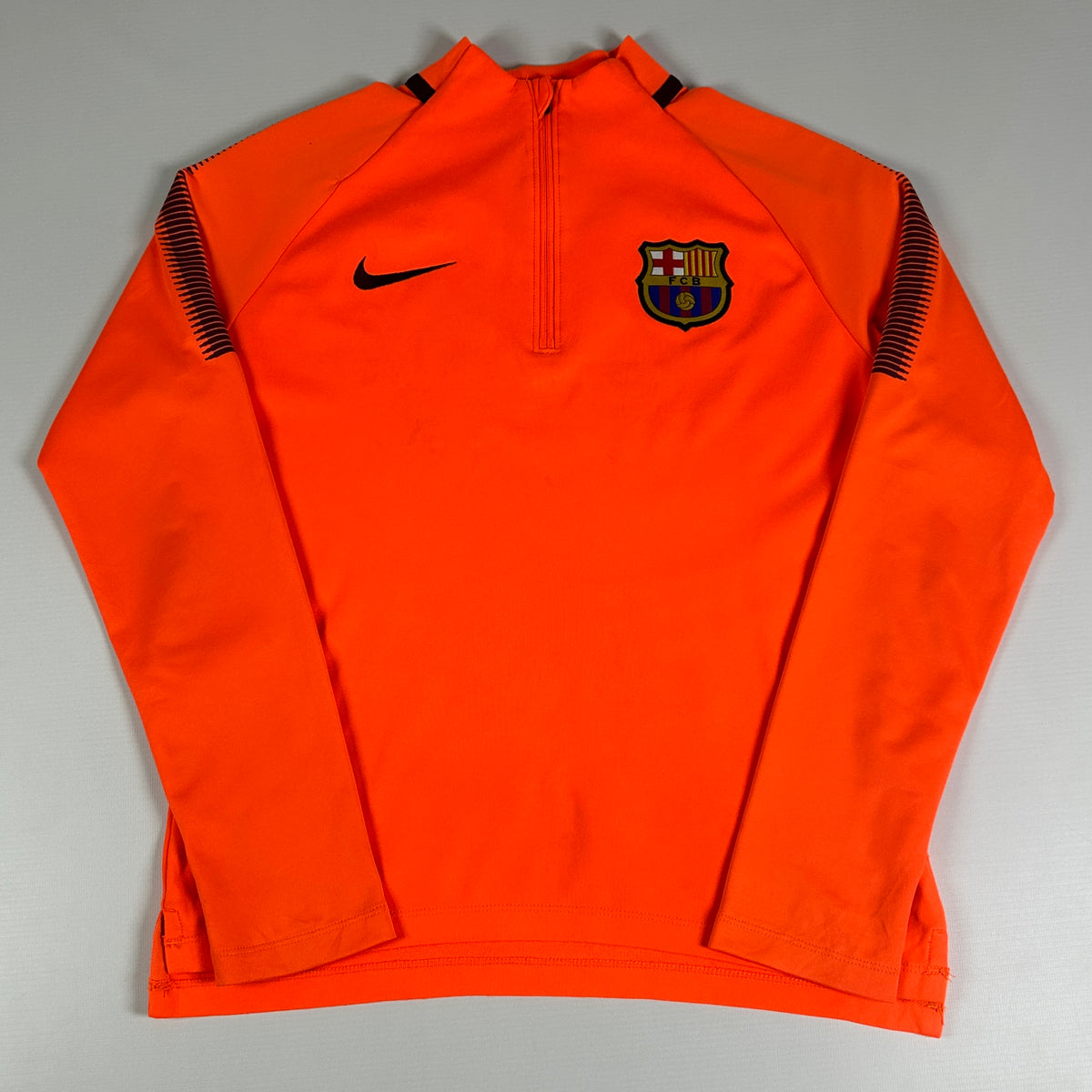 10 - 2017/2018 FC Barcelona Nike Dri-FIT Orange Quarter-Zip Training Top