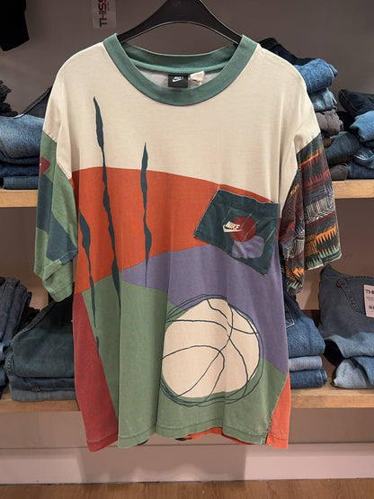 L - 1990's Nike Basketball Hoop Heroes Charles Barkley # 34 Ringer T-Shirt