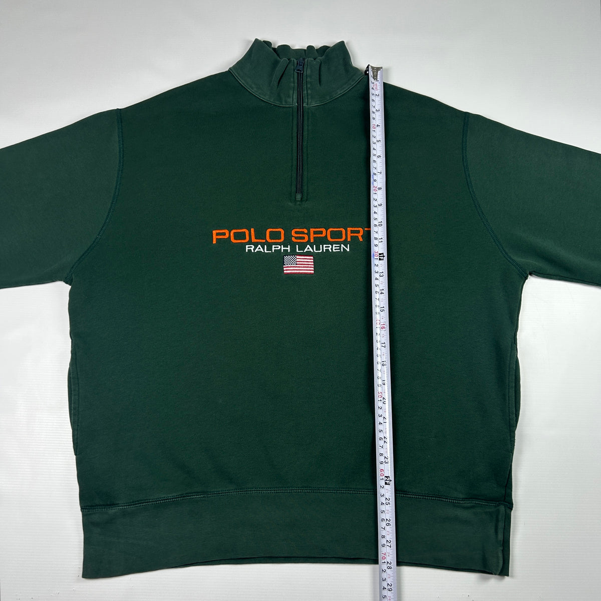 L- 1990's Polo Sport Ralph Lauren Green Quarter-Zip Sweatshirt
