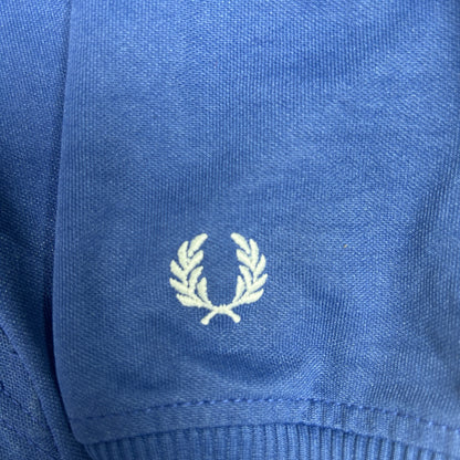 L - Vintage 1990's Fred Perry Blue Zip-Up Hooded Sweatshirt
