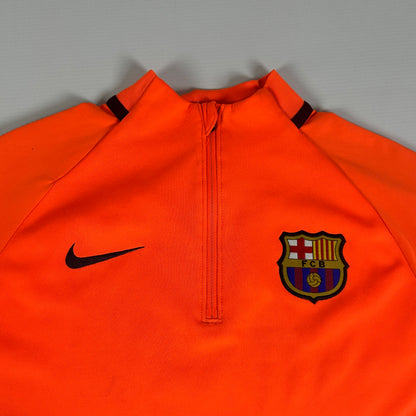 10 - 2017/2018 FC Barcelona Nike Dri-FIT Orange Quarter-Zip Training Top