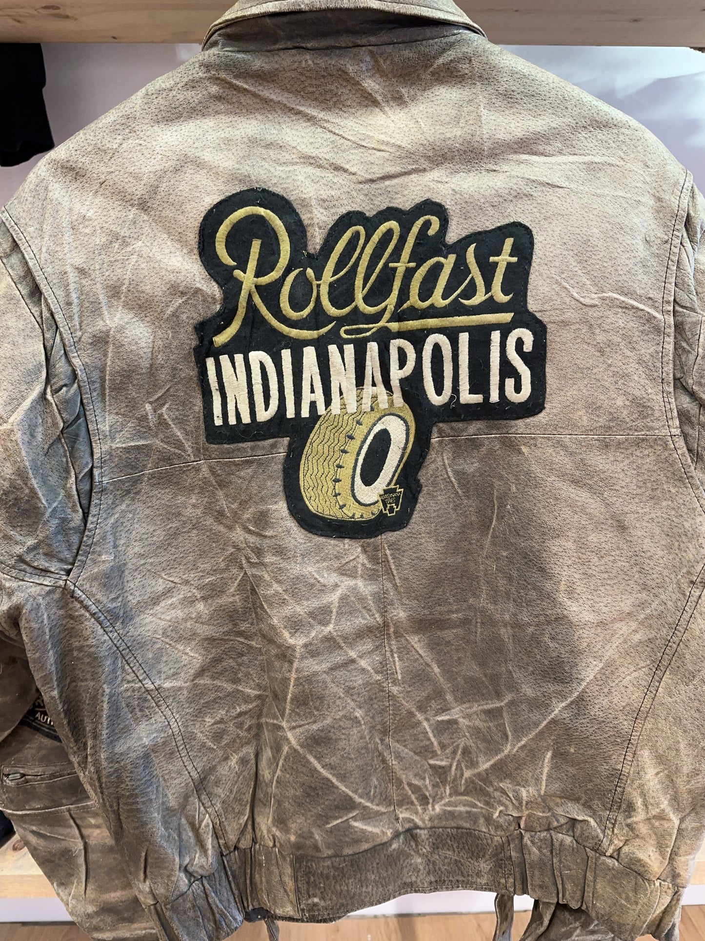 M - Vintage 1990's Front Line Leather Biker Rollfast Racing Indianapolis Leather Jacket