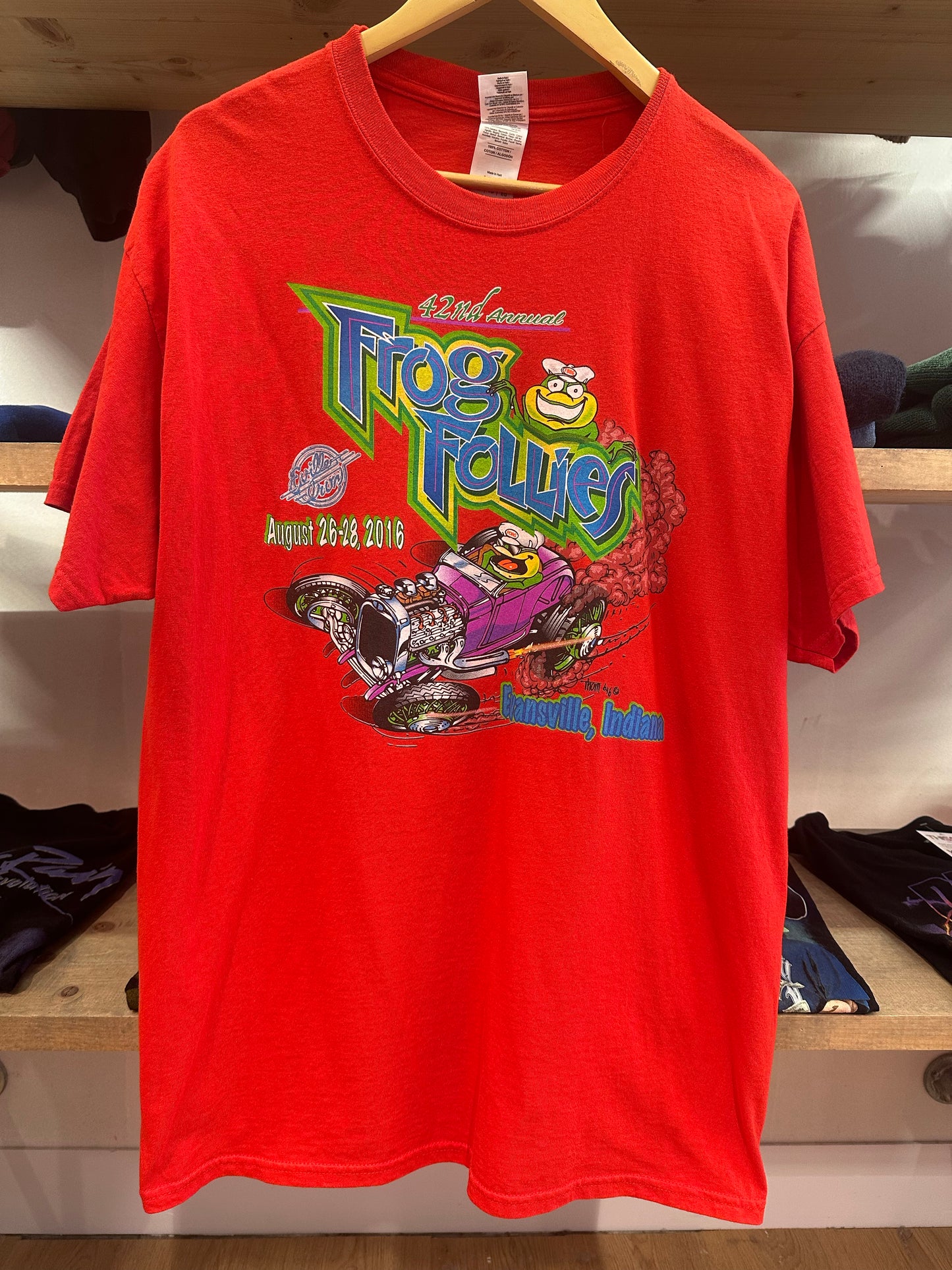 XL - Red Mellow Yellow Frog Follies Hot Rod Graphic T-Shirt