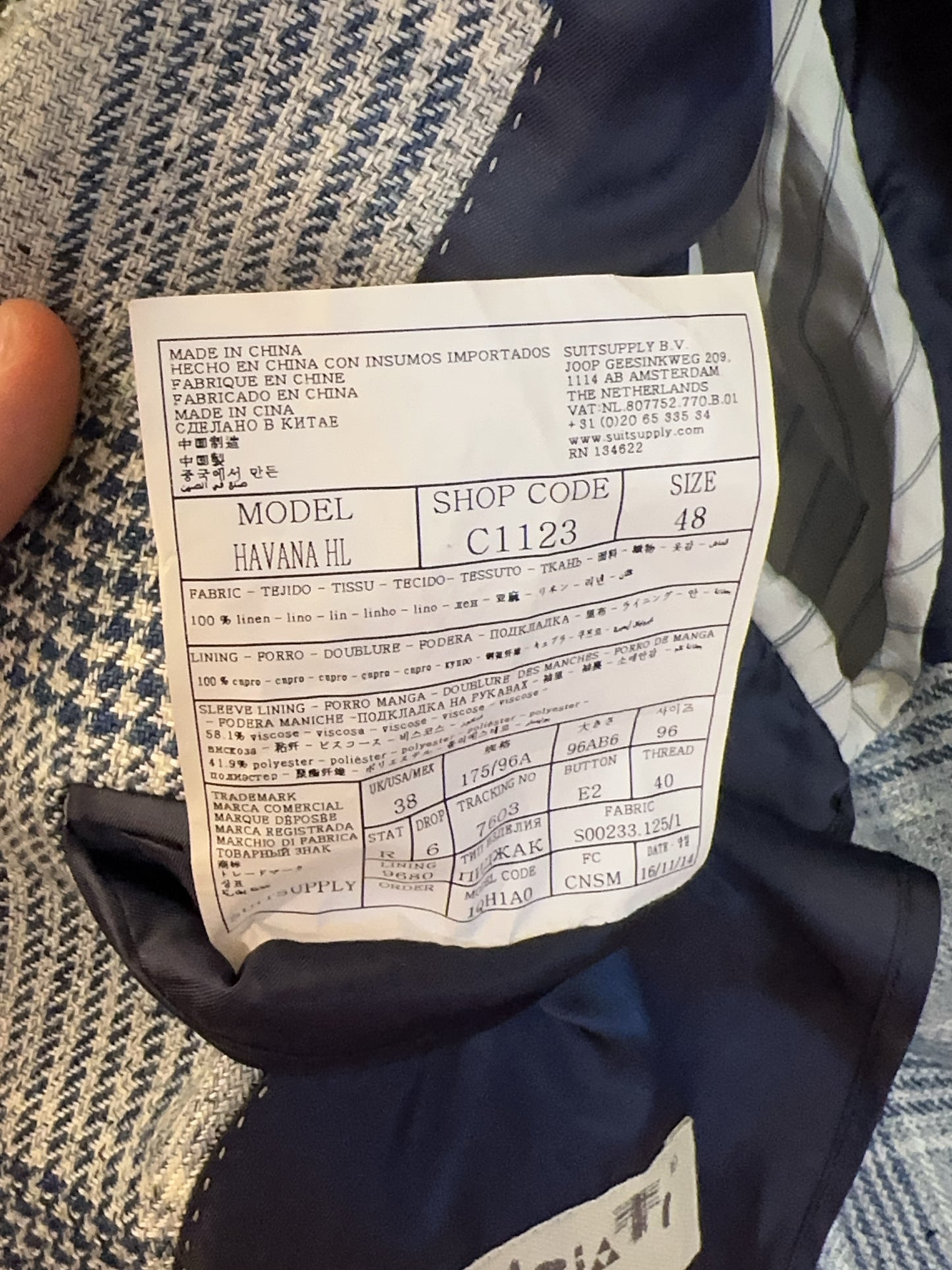 48 - Linen Suitsupply Blazer Jacket Havana HL