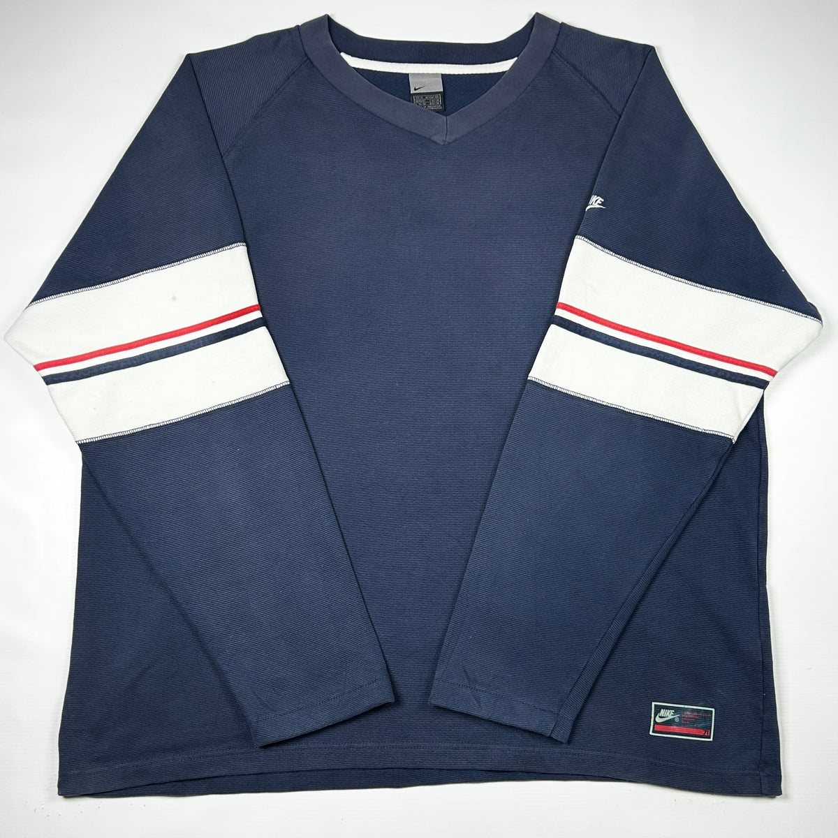 XL - Nike 2000's Navy Long Sleeve V-Neck T-Shirt