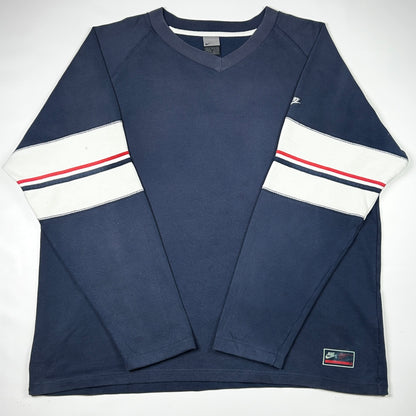 XL - Nike 2000's Navy Long Sleeve V-Neck T-Shirt