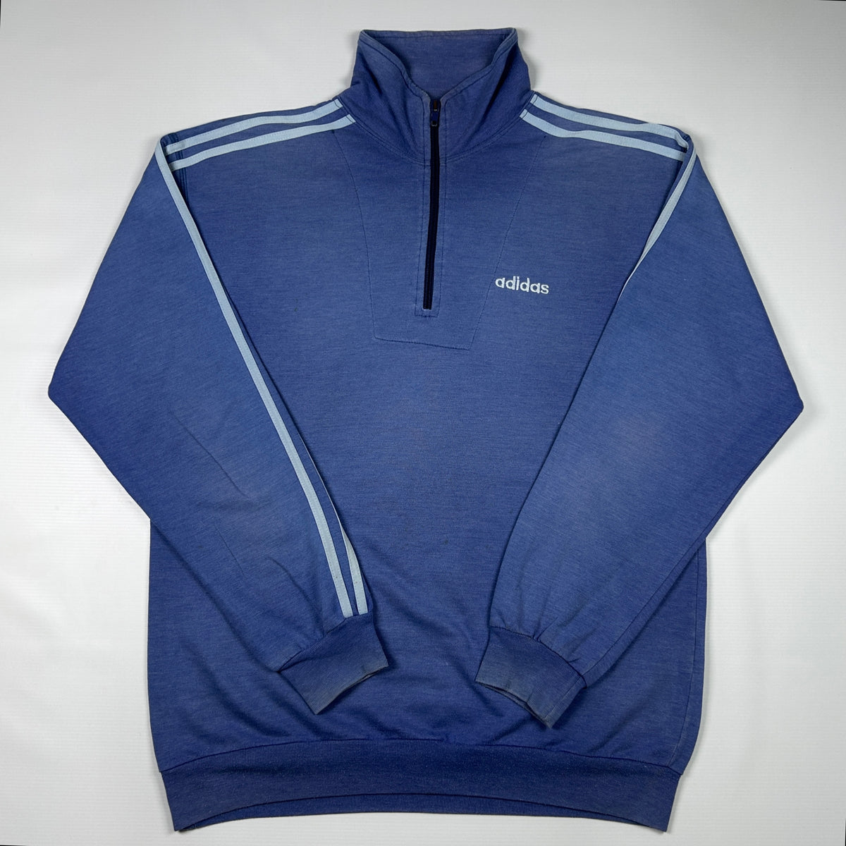 M - 1980's Adidas Blue Quarter Zip Track Jacket
