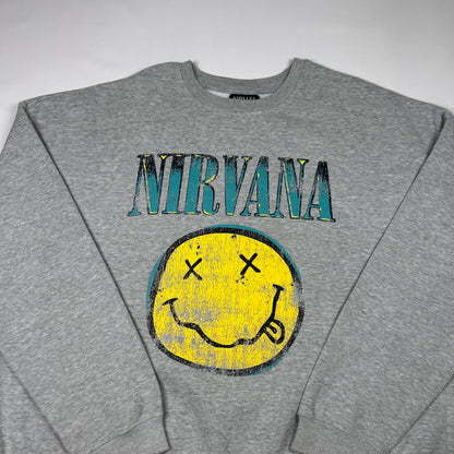 XL - Nirvana Smiley Face Graphic Crewneck Sweatshirt