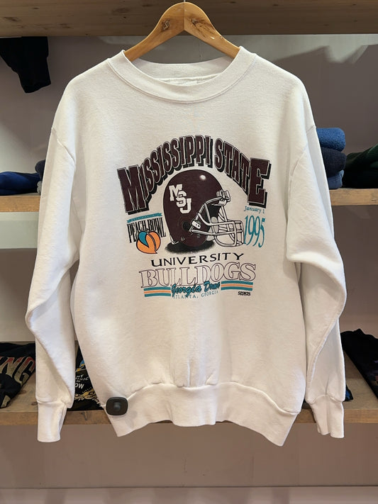 M - Vintage 1995 Mississippi State Bulldogs Peach Bowl Crewneck Sweatshirt