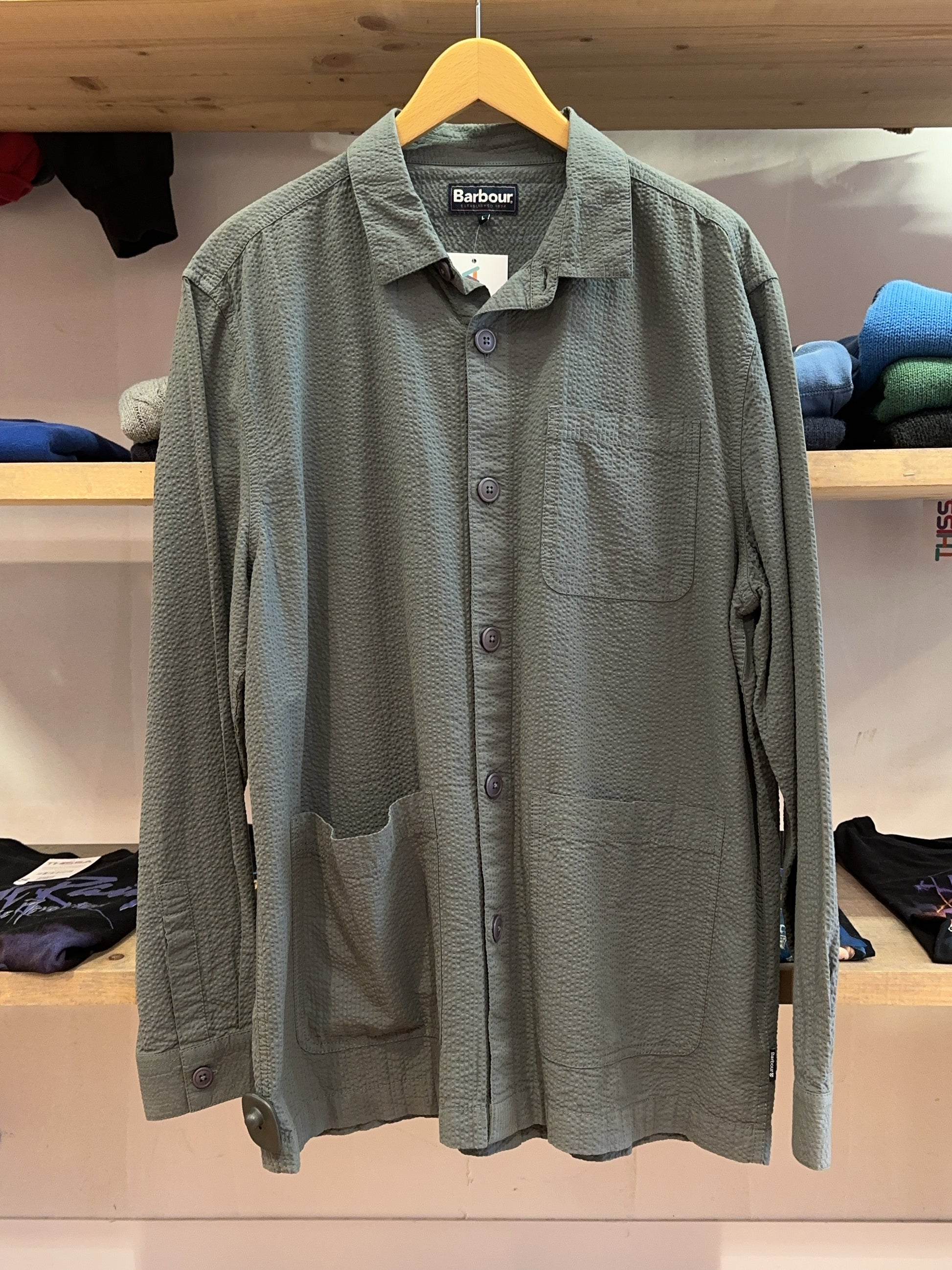L - Barbour Textured Button-Up Overshirt