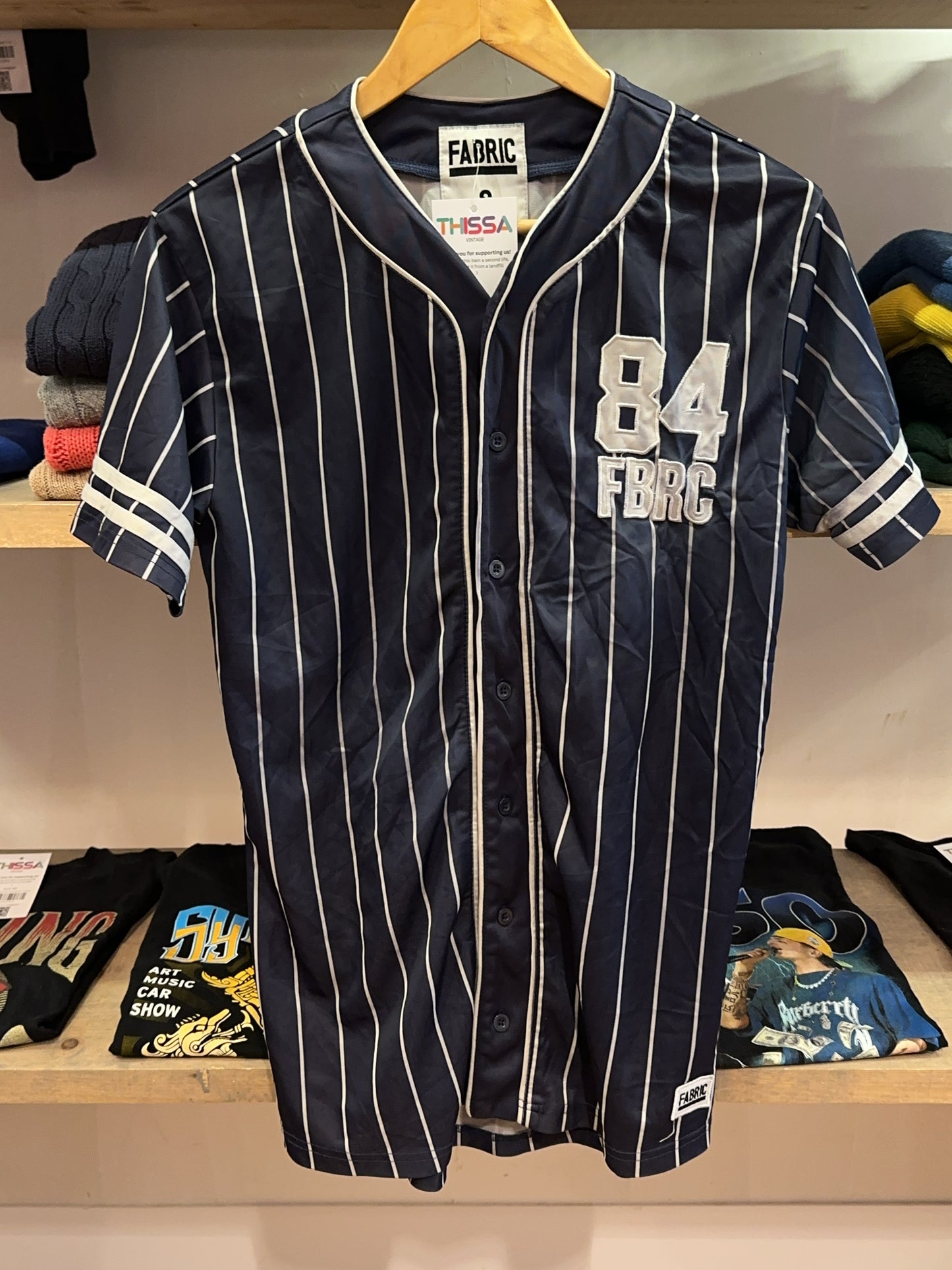 Fabric Navy Pinstripe Baseball Jersey