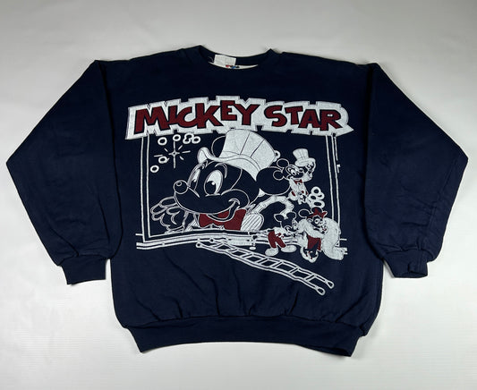 L - 1990's Vintage Mickey Star Disney Sweatshirt