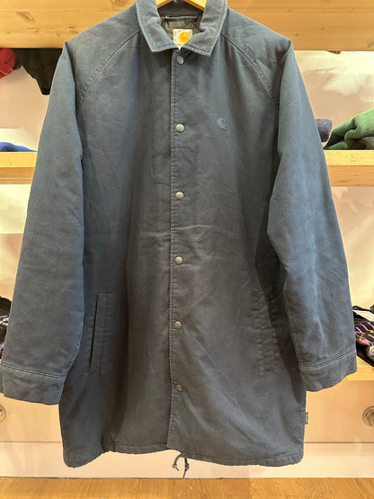 M - Carhartt Men’s Black Canvas Snap-Front Coat Jacket
