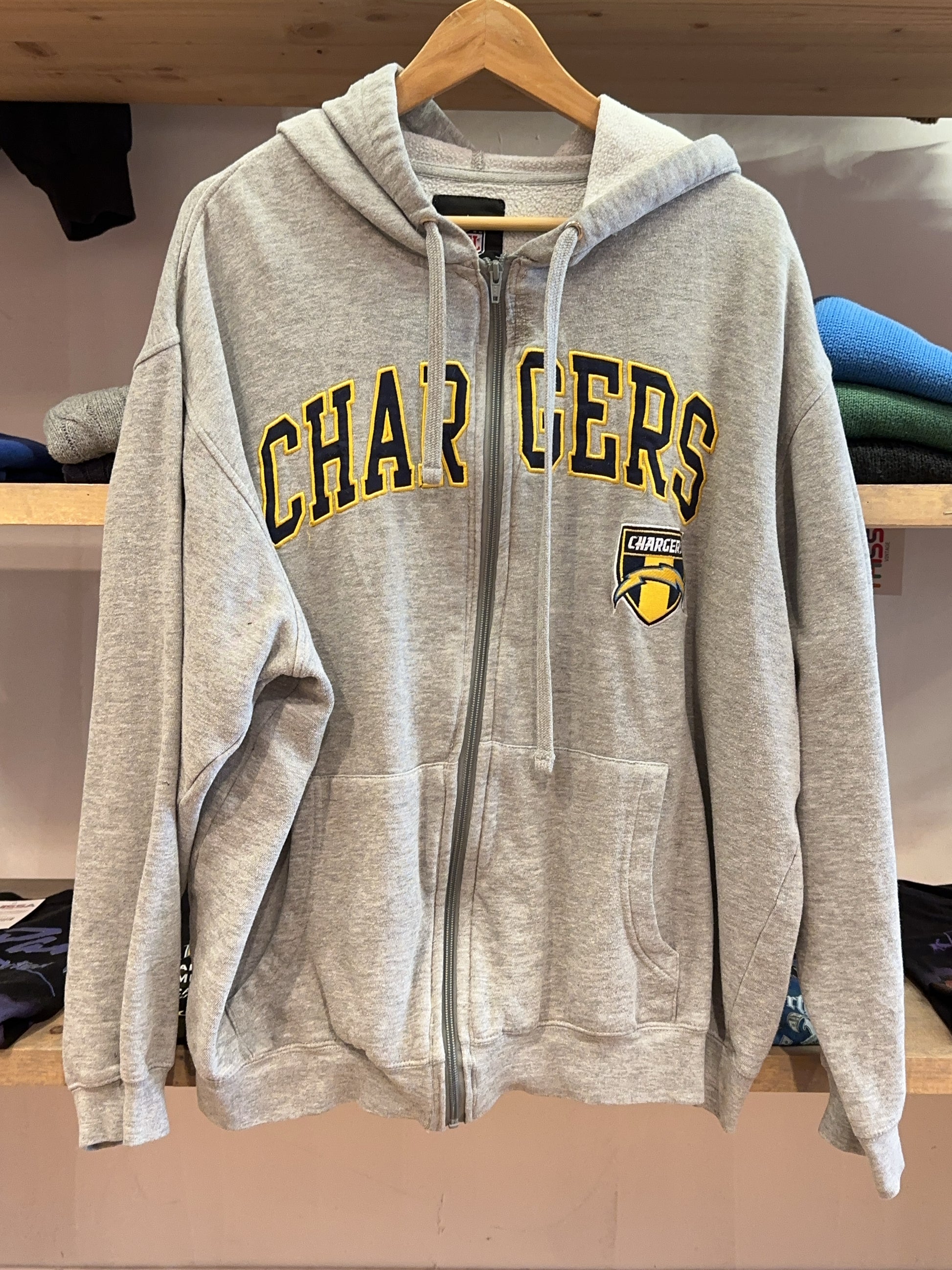 XL - NFL Chargers Gray Zip-Up Hoodie