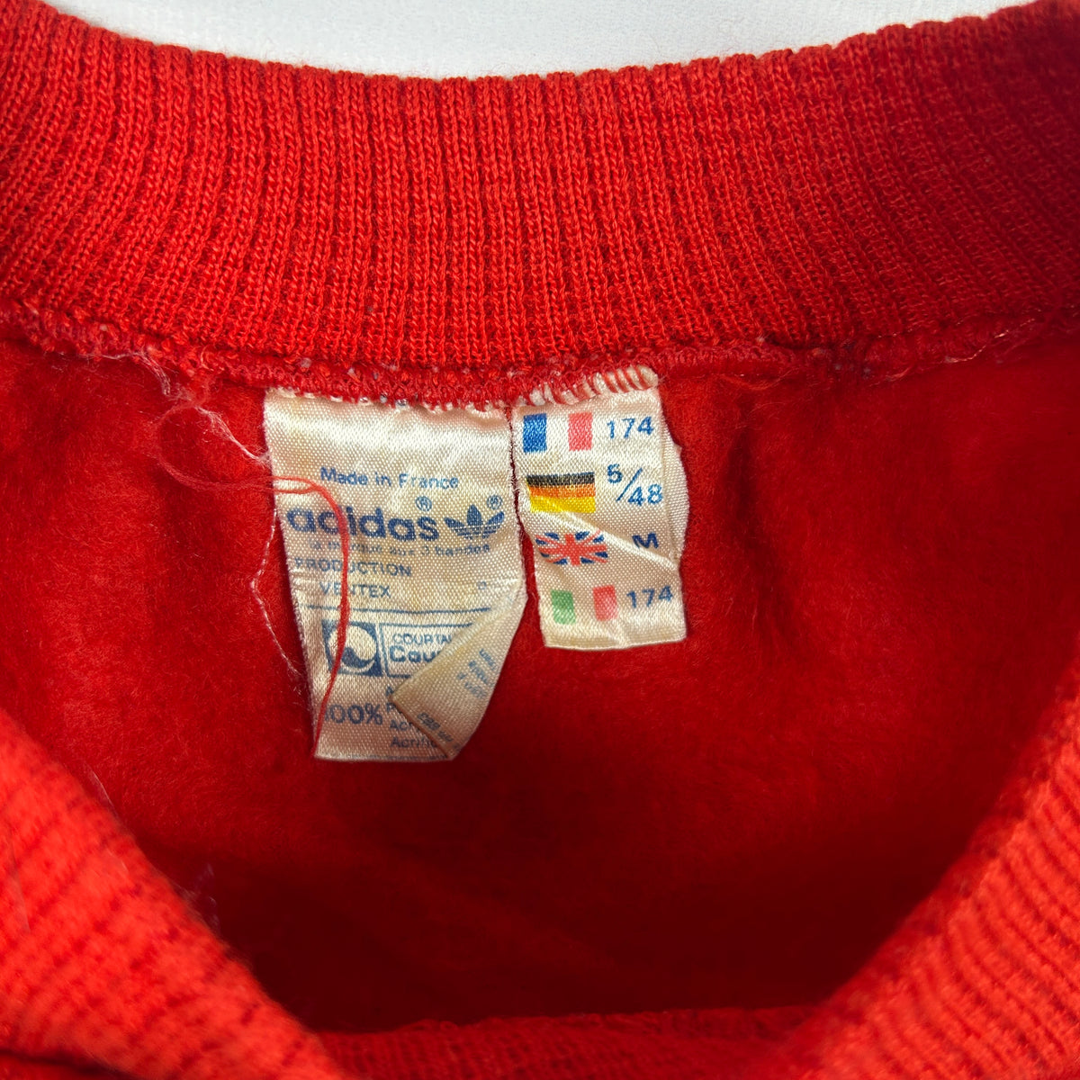 M - Vintage 1980's Adidas Red Striped Crewneck Sweatshirt