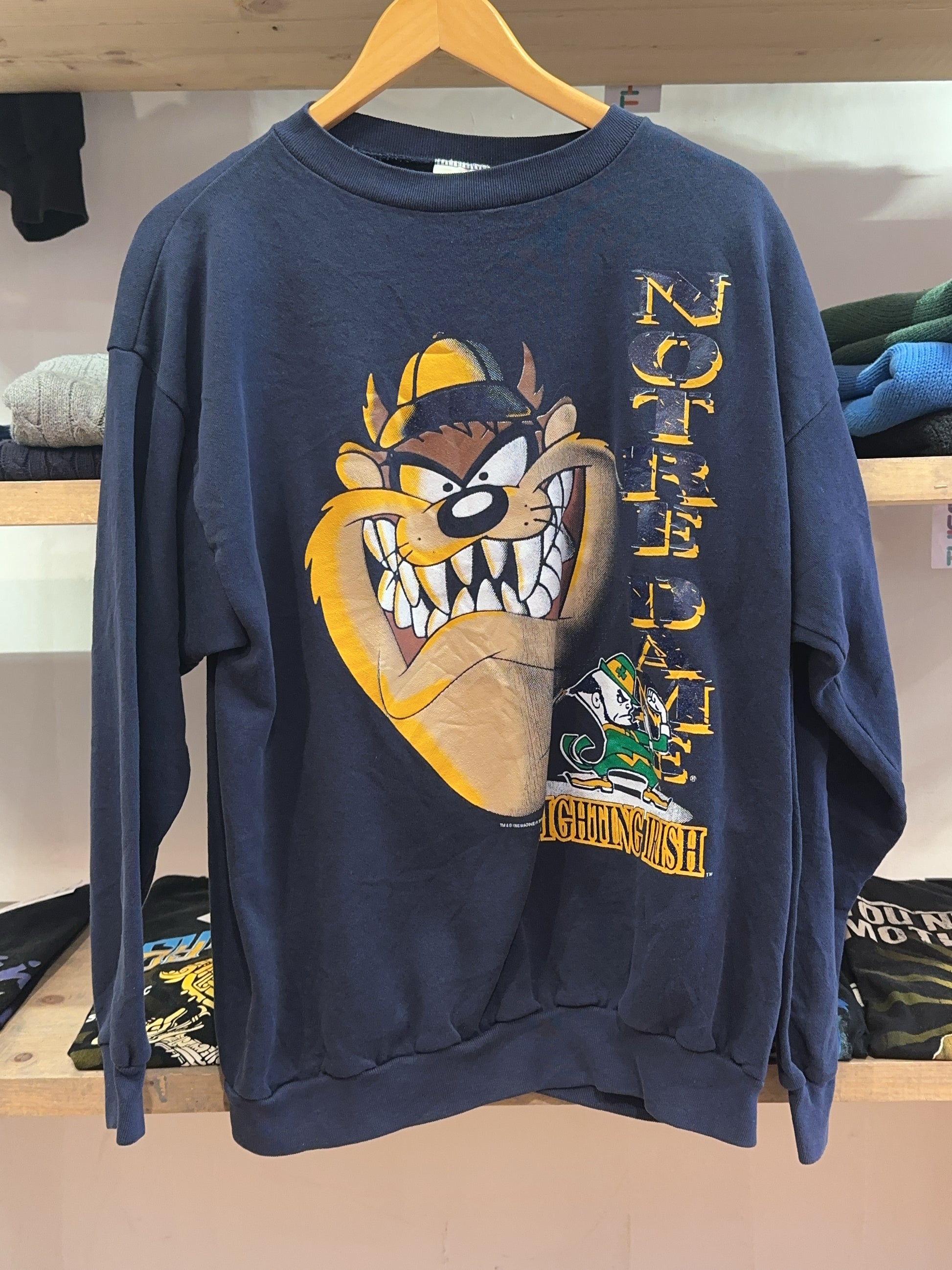XXL - Rare VTG TNT Notre Dame Fighting Irish Taz Looney Tunes 1996 Sweatshirt