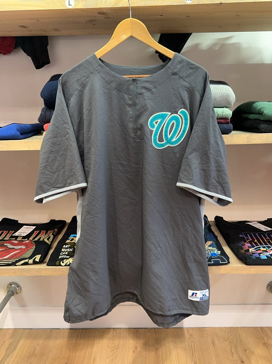 XL - Russell Athletic Washington Nationals MLB Quarter-Zip Batting Practice Jersey