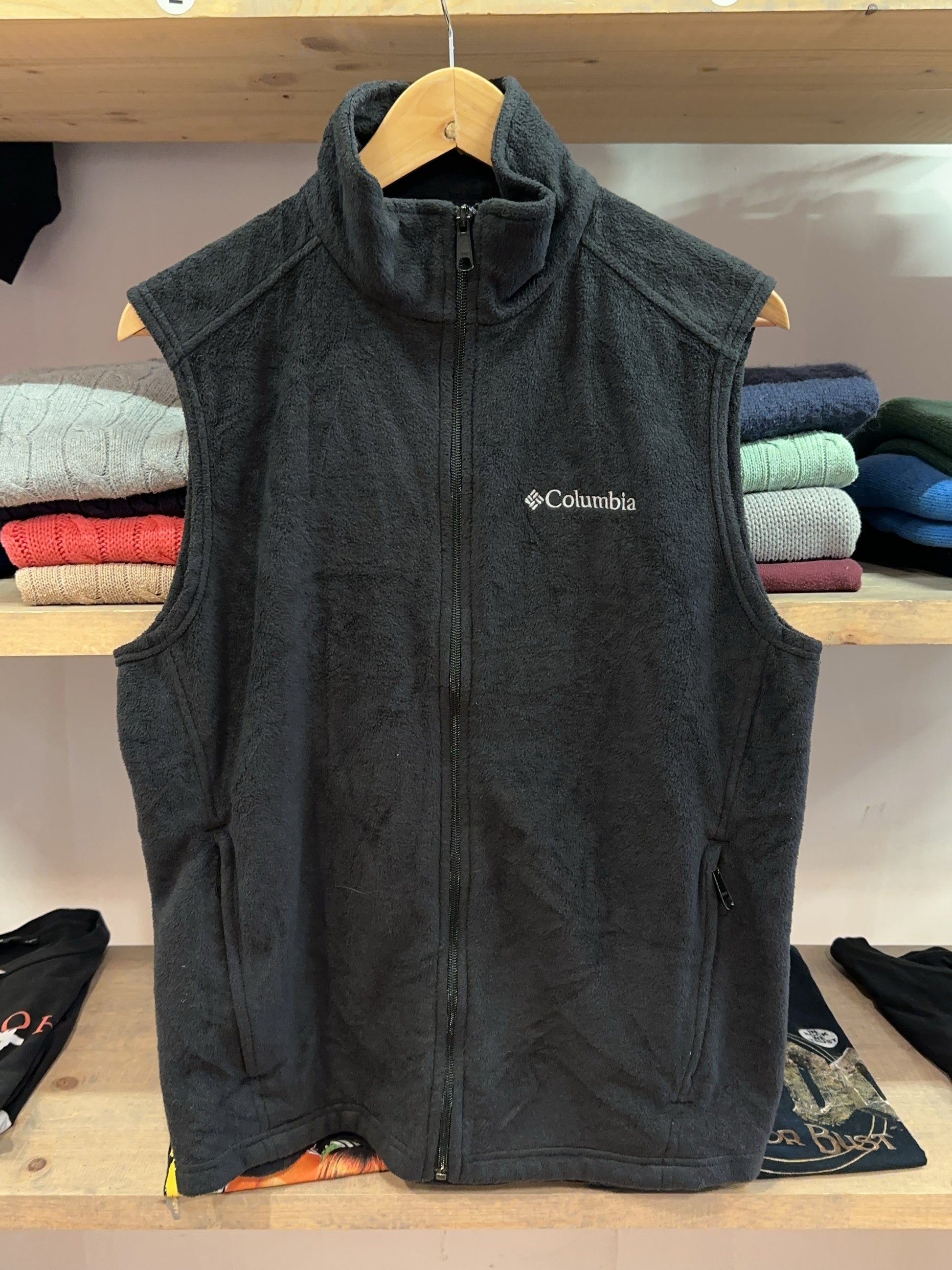 Columbia Black Full-Zip Fleece Vest - S