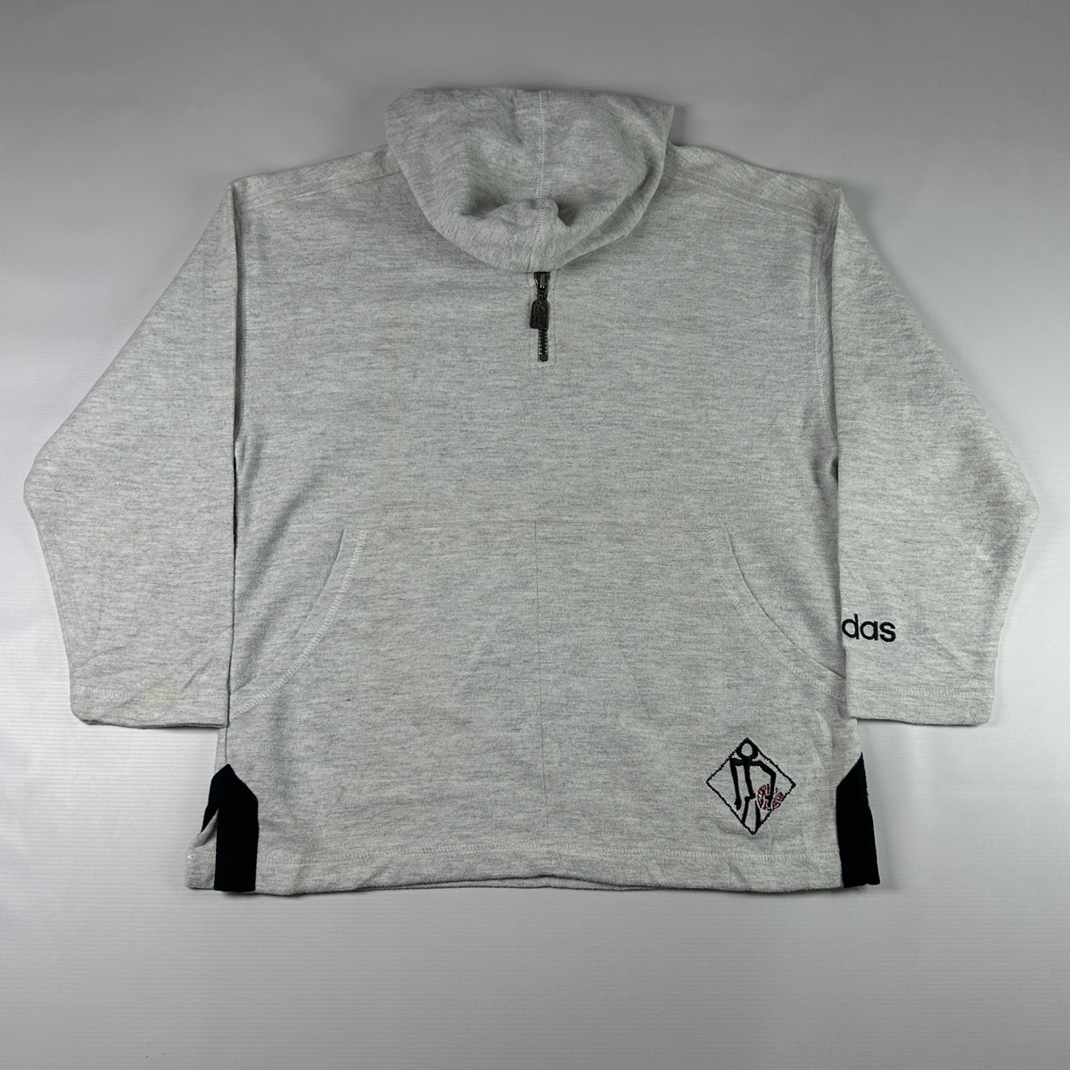 M - 1990's Adidas Grey Streetball Fleece Half-Zip Hoodie
