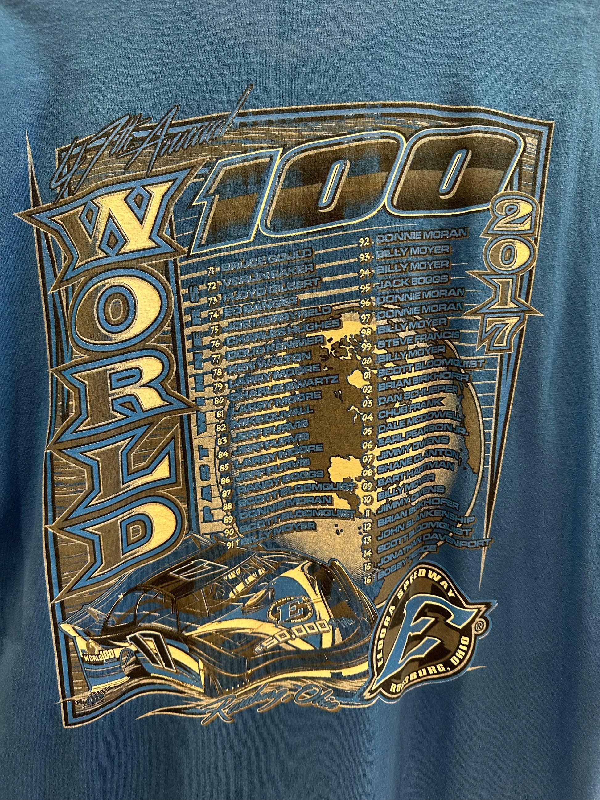 XL - World of Outlaws 2021 Eldora Speedway Blue Racing T-Shirt