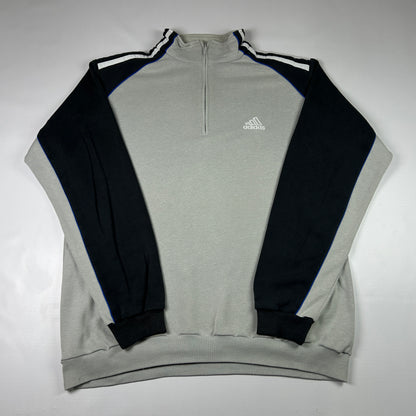L - 2000's Adidas Grey Quarter-Zip Track Sweatshirt