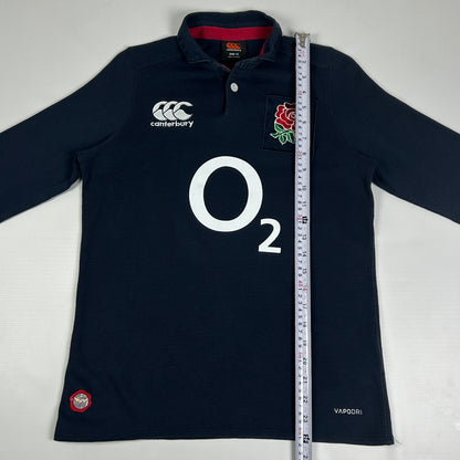 S - 2023/24 Canterbury England Rugby Navy Long Sleeve Polo Shirt