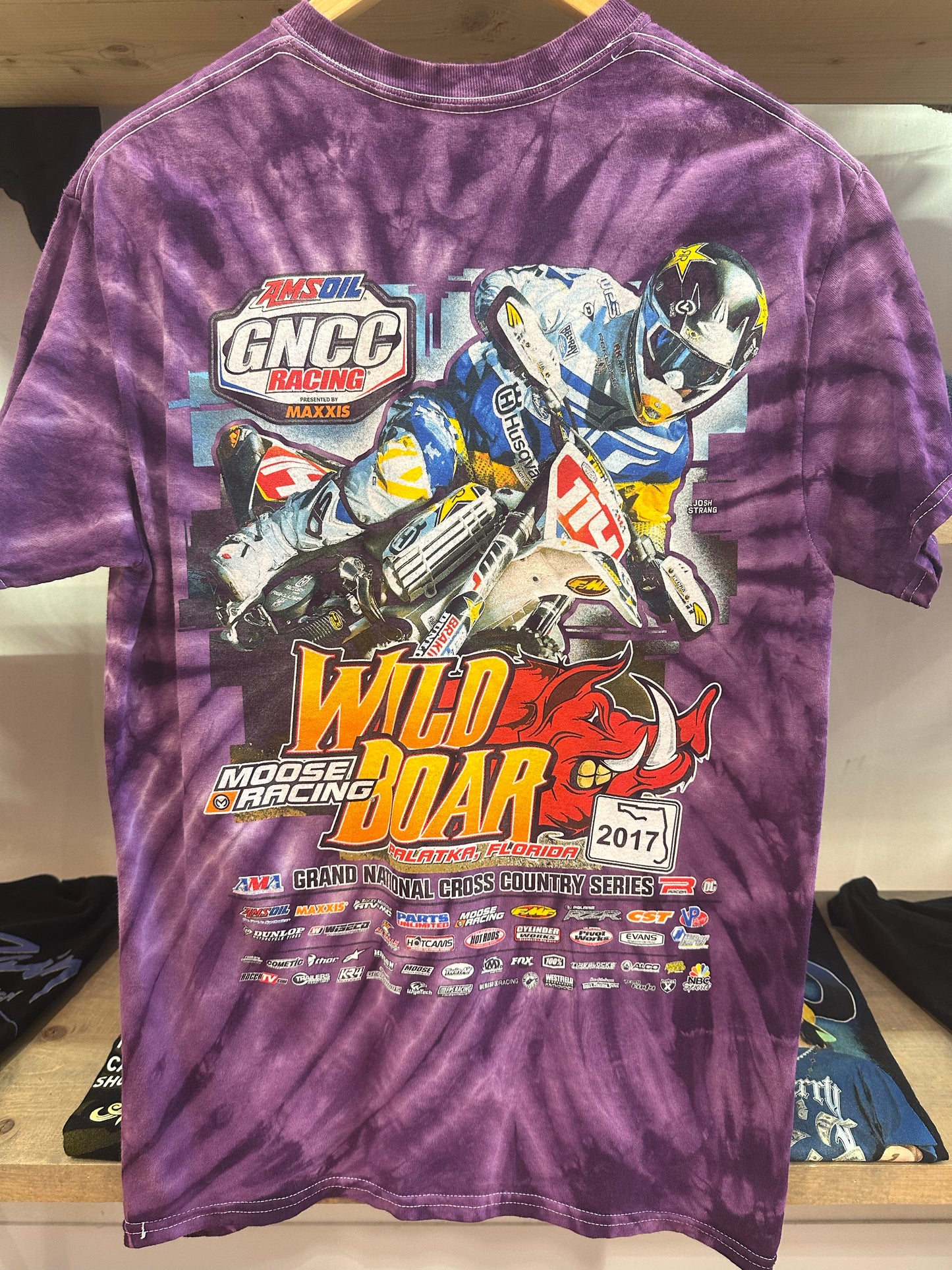 XL - Purple Tie-Dye Wild Boar Racing Graphic T-Shirt