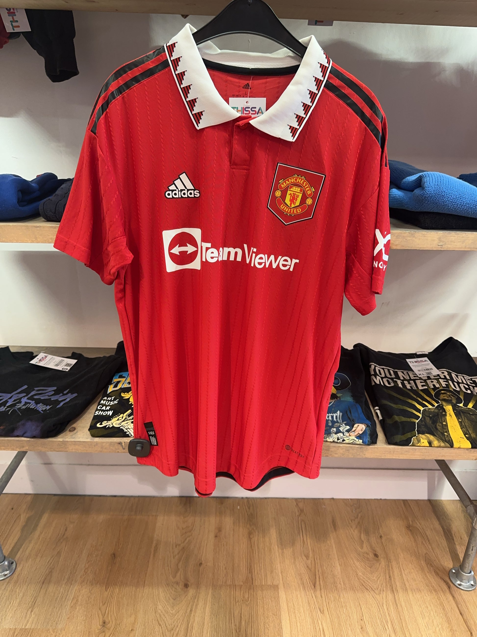 L - 2022-2023 Manchester United Adidas Home Football Shirt