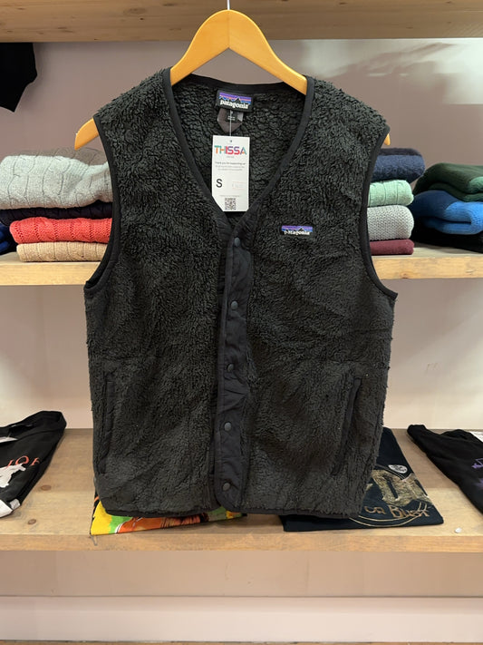 Patagonia Black Sherpa Fleece Snap-Front Vest - S