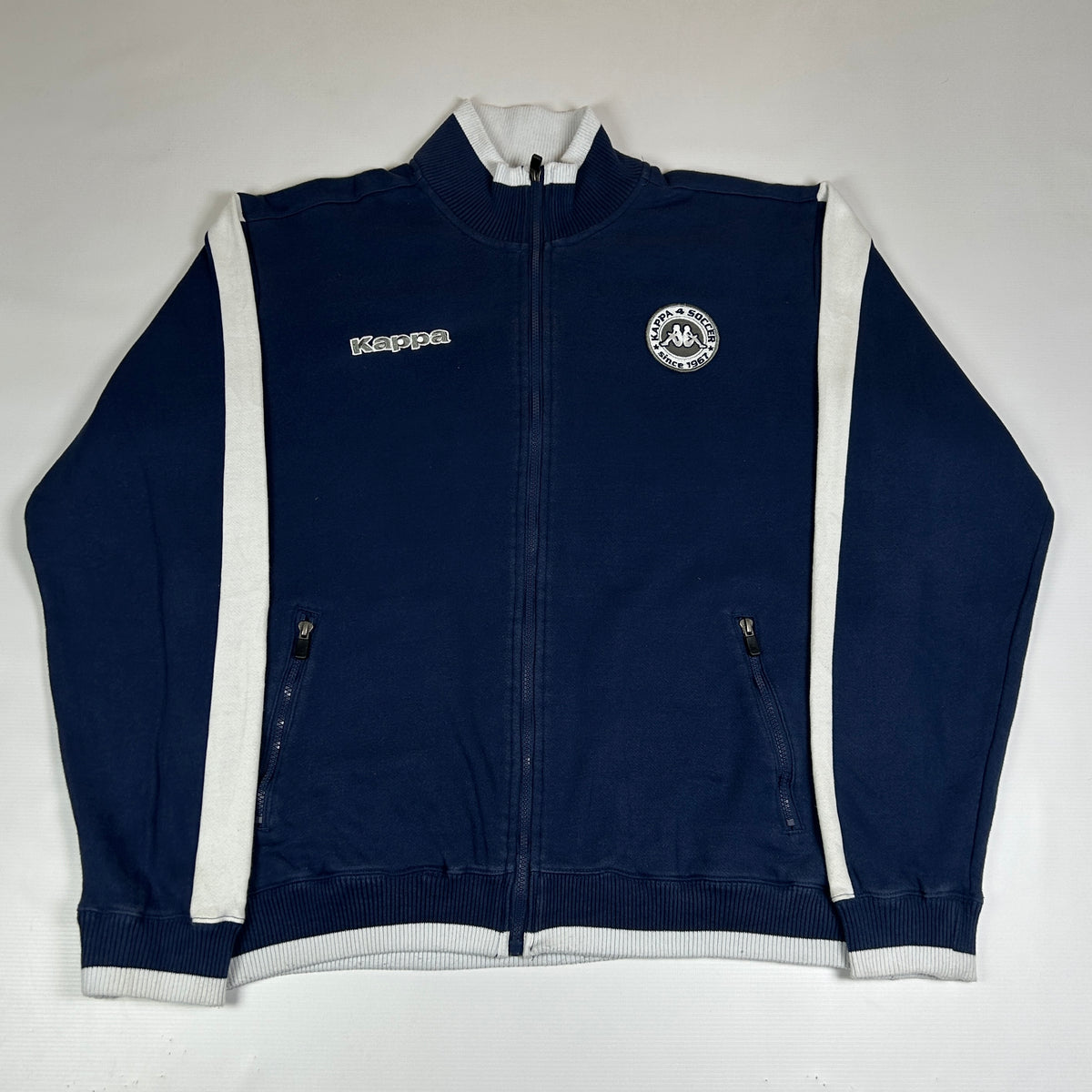 XL - Vintage 1990's Kappa Men’s Navy Zip-Up Track Jacket