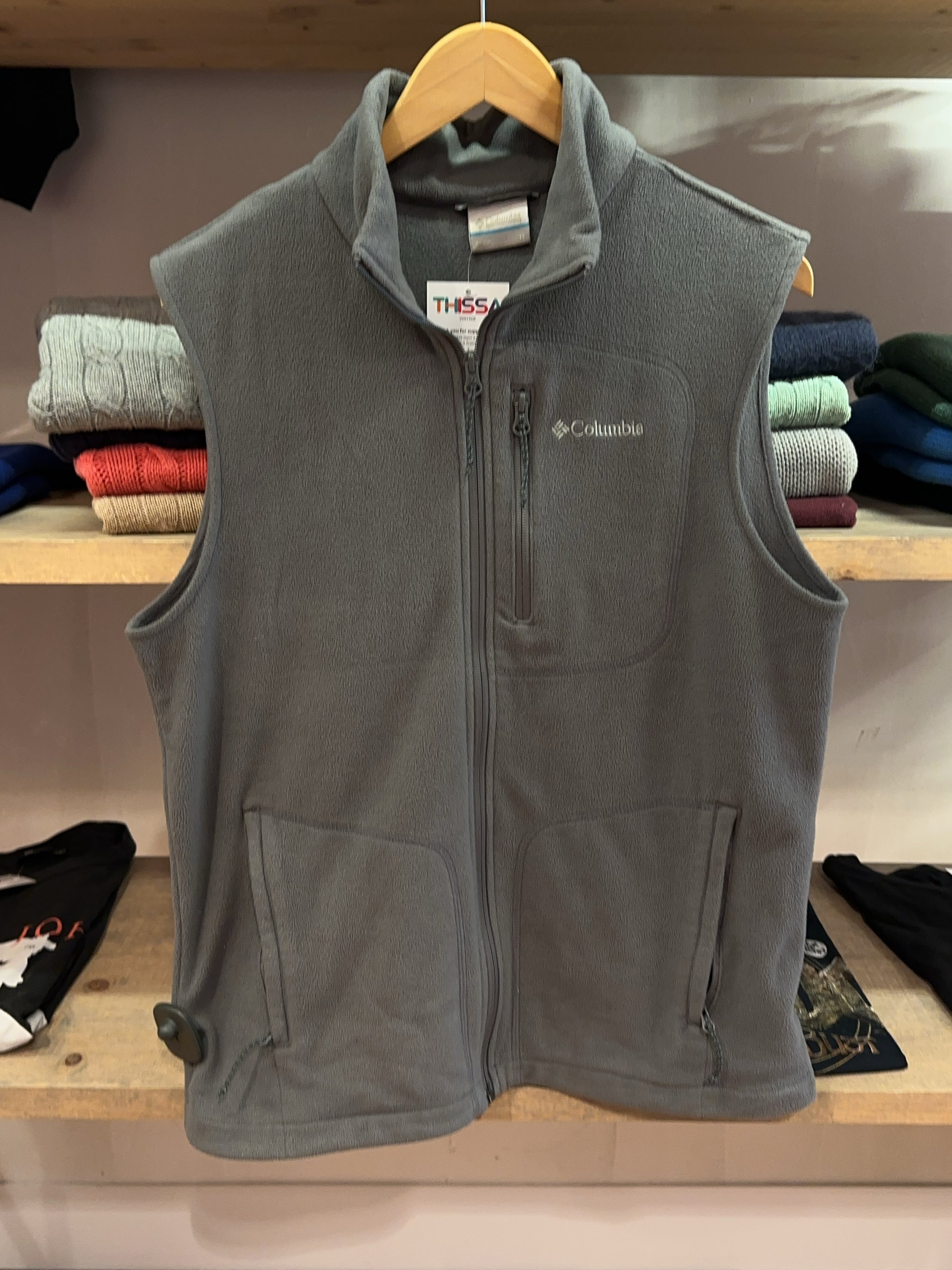 Columbia Grey Fleece Zip Vest - M
