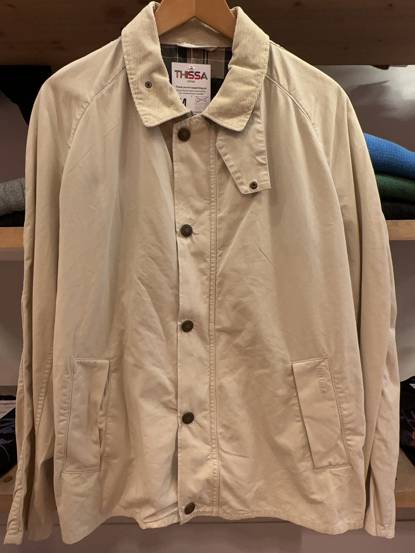 M - Barbour Beige Lightweight Wax Jacket