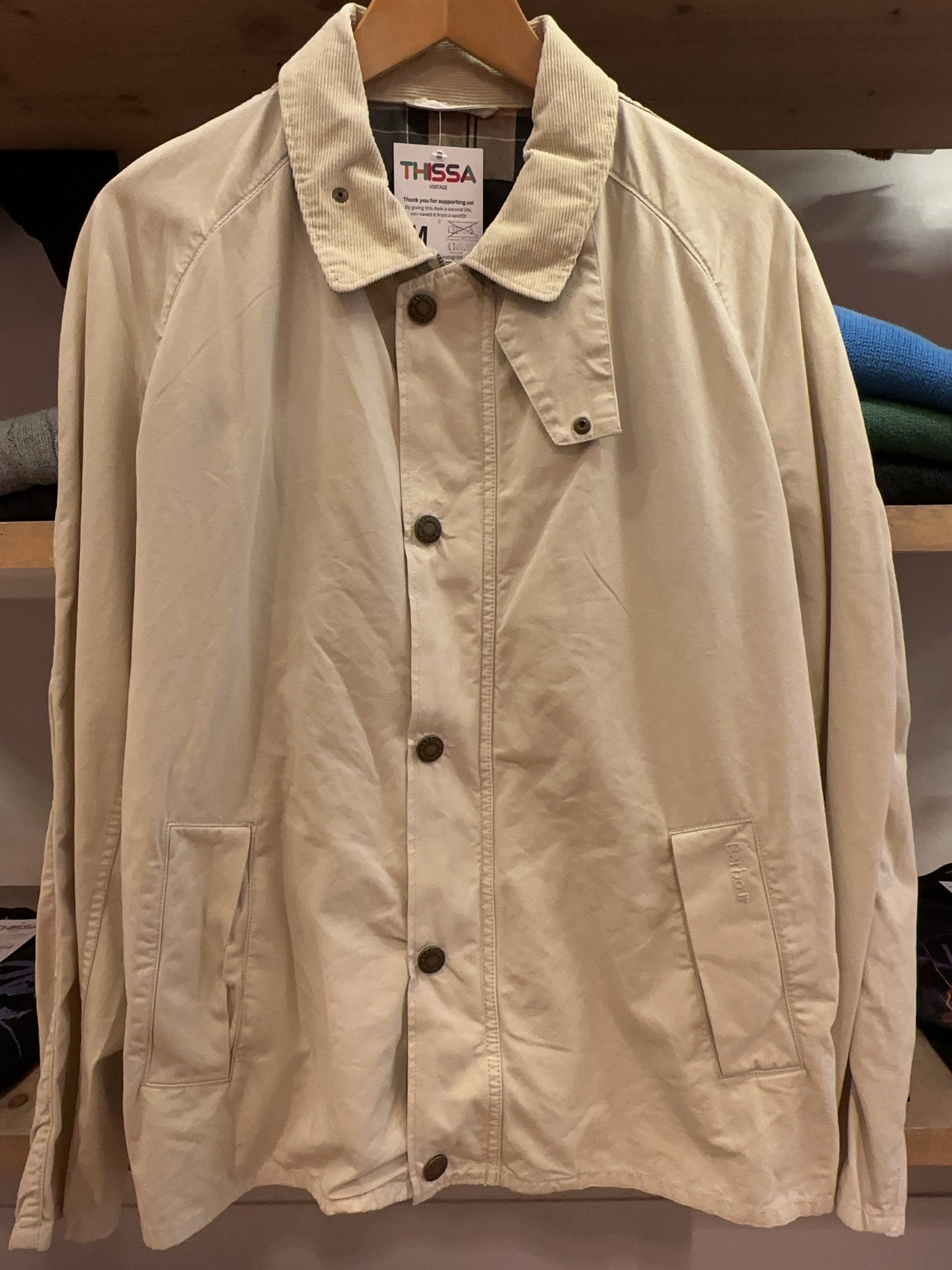 M - Barbour Beige Lightweight Wax Jacket