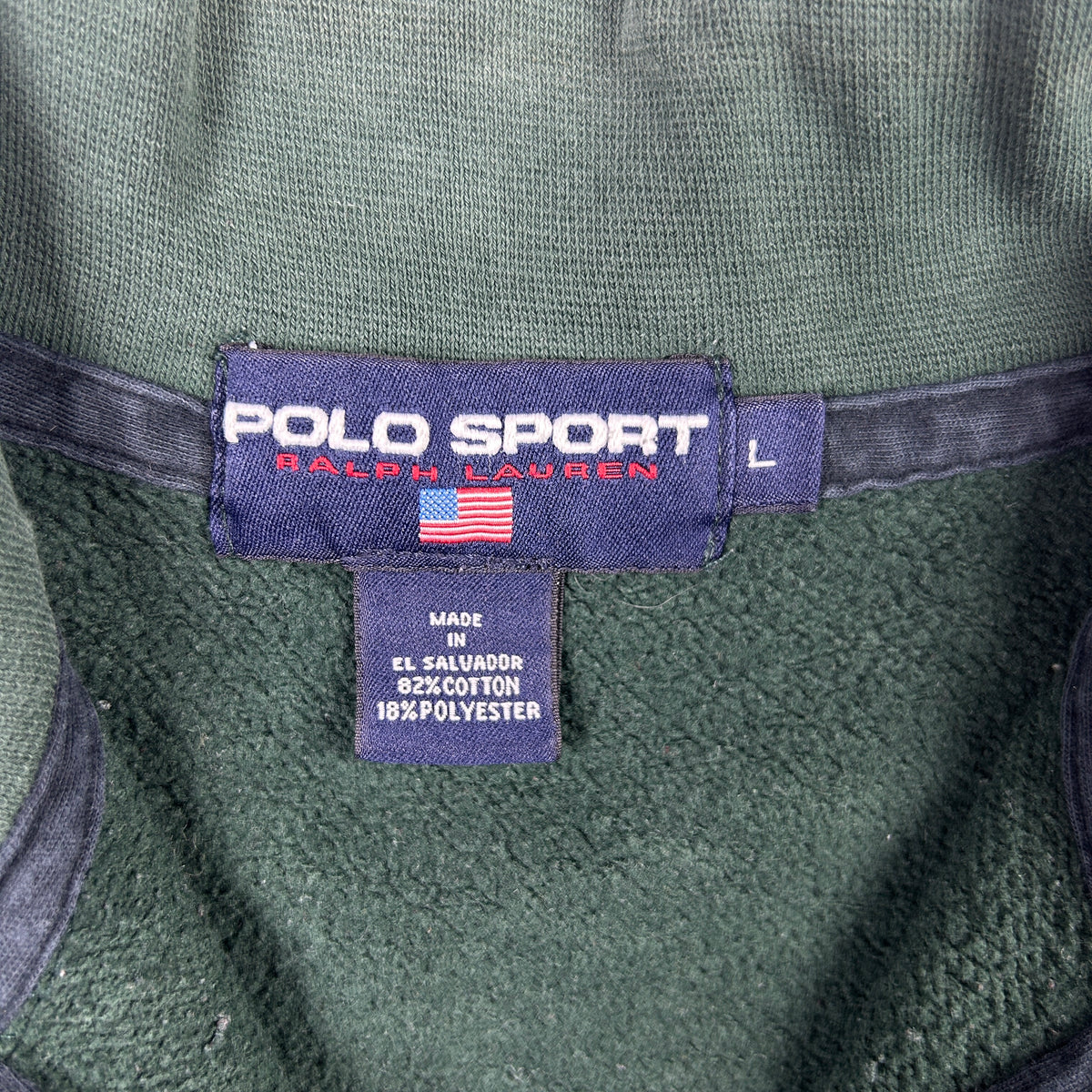 L- 1990's Polo Sport Ralph Lauren Green Quarter-Zip Sweatshirt