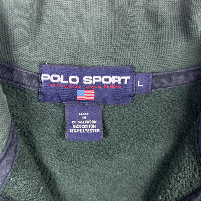 L- 1990's Polo Sport Ralph Lauren Green Quarter-Zip Sweatshirt