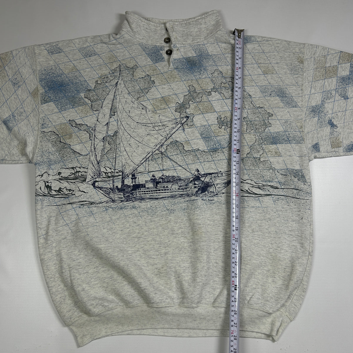 L - Vintage 1990's Art Unlimited Sailboat Quarter-Zip Sweatshirt